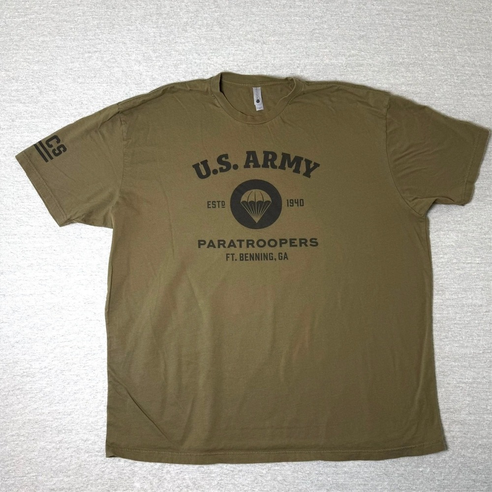 U.S. Army Paratroopers Men's T-Shirt 3XL Green Fort Benning GA Civvies Supply‎